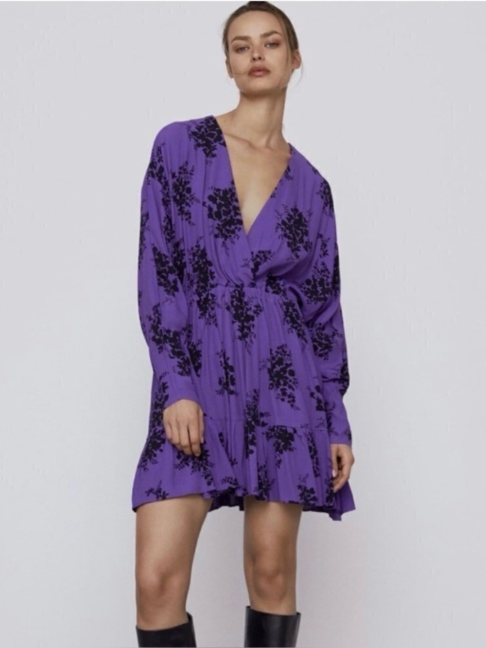 Zara Purple Floral  Mini Dress